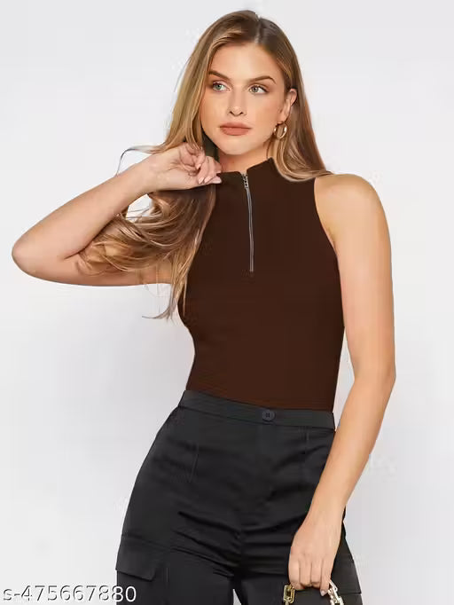 Trendystore Half Zip Mock Neck Tank Top Workwear