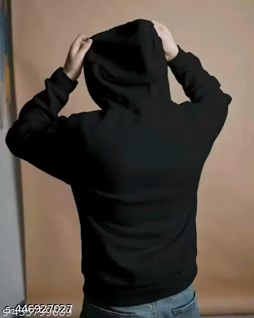 FASHIONABLE FLEECE FABRIC STYLISH PRINTED BLACK COLORED HOODIES FOR WOMEN || FLEECE FABRIC WINTER COMFORTABLE SWEATSHIRT-1