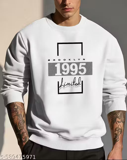 GESPO Men's Fleece Fabric Oversized Sweatshirt || Mens Round Neck Sweatshirt || Printed Sweatshirt