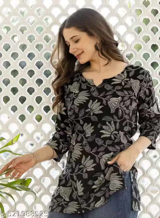 Dressar Women Printed Viscose Rayon Straight Kurta || Women Floral Print Viscose Rayon Straight Kurta ||Women Floral Print Viscose Rayon Short Kurta