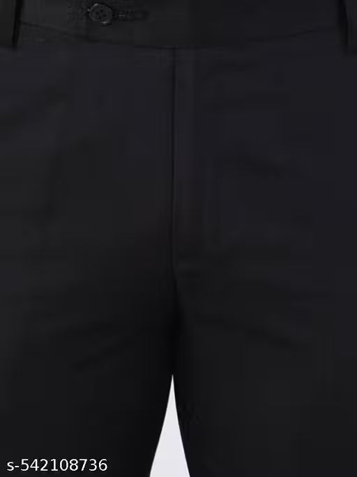 Q AND K Classic Fit Formal Trousers - Solid Black