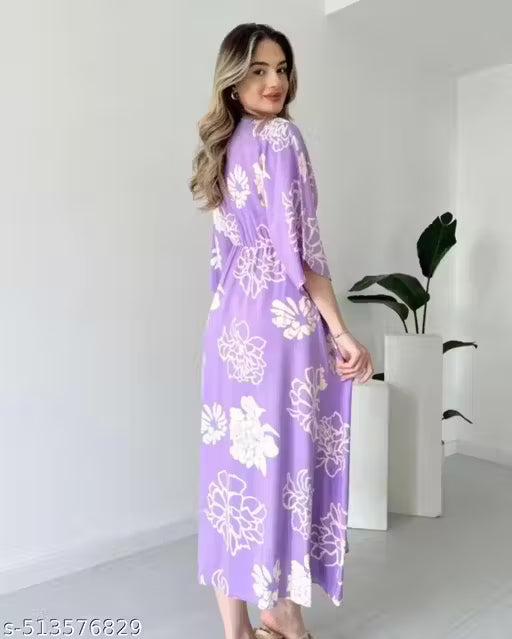 Front Slit Midi Dresses V-neck Designs For Women Party Wear