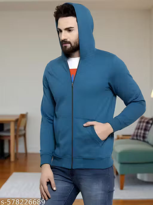 Premium Zip-Front Hooded Sweatshirt for Men | Soft Cotton Blend | Trendy Winter Wear | Full Sleeve Casual Hoodie for Boys & Men