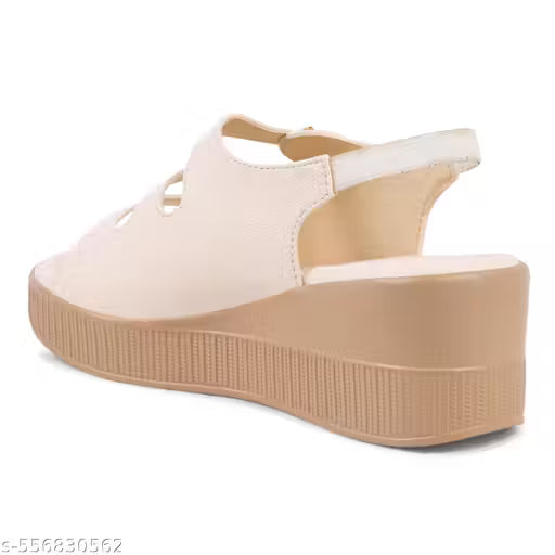 STEPZA Girls Stylish Black Heels Sandal Fancy Partywear High- Heel Sandals with Glitter Look Daily Wear Comfortable Wedge for Indian Women