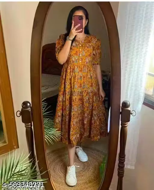 Women & Girls Printed Fit and flare Gown