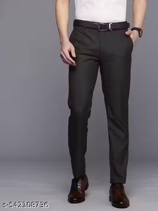 Q AND K Classic Fit Formal Trousers - Solid Black