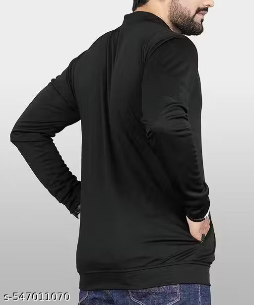 en Solid Lycra Sports Jacket Long Sleeves Full Zip with Pocket Gym, Running & Travel Upper Wear