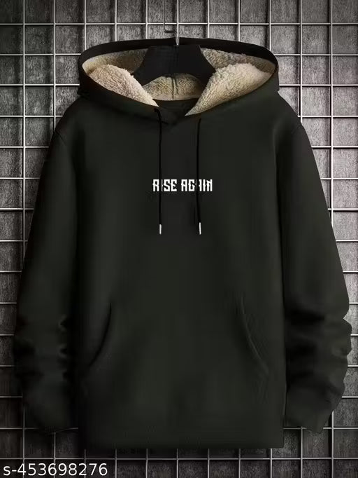 Stylish Printed Fur Hoodie for Men | Winter Wear Hooded Sweatshirt | Cozy Hoodies for Men