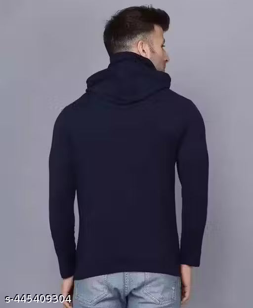 Men's Combo Cotton Blend Hooded Neck Full Sleeves Inbuilt Mask Casual T-Shirts (Pack of 2)