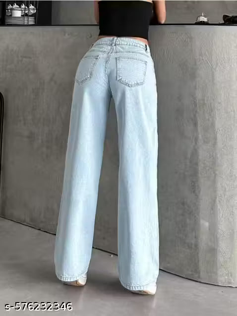 ICE BLUE WIDE LEG JEANS FOR WOMEN'S