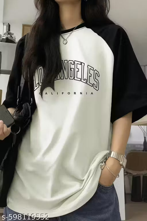 BLACK_Los_angeles_White_RAGLAN HALFSLEEVE_