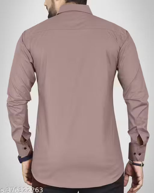 NEUVEST Men's Solid Spread Collar Swan Pink Shirt