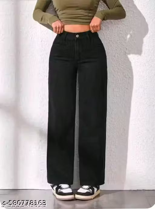 WOMENS STRAIGHT BLACK JEANS, TRENDY GIRLS JEANS WEAR