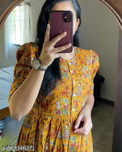 Women & Girls Printed Fit and flare Gown